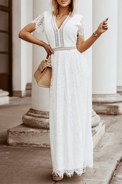 Vestido largo de encaje blanco