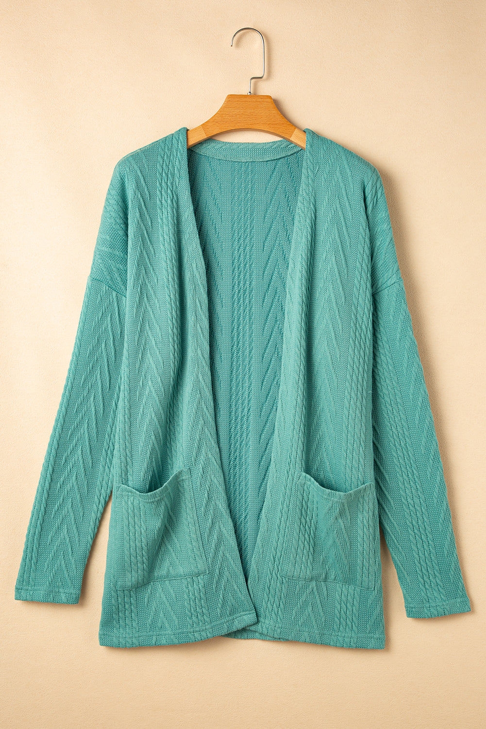 Canton - Cardigan texturé uni ouvert sur le devant avec poche-A WOMAN WE LOVE
