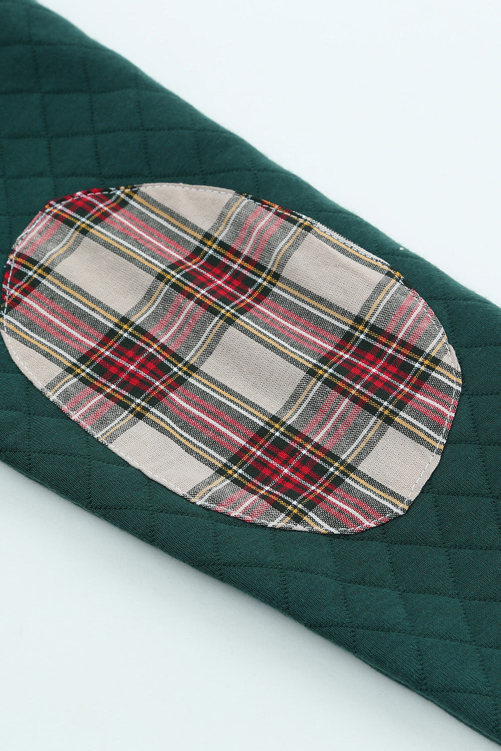 Sweat-shirt Green Geometric Texture Plaid Trim