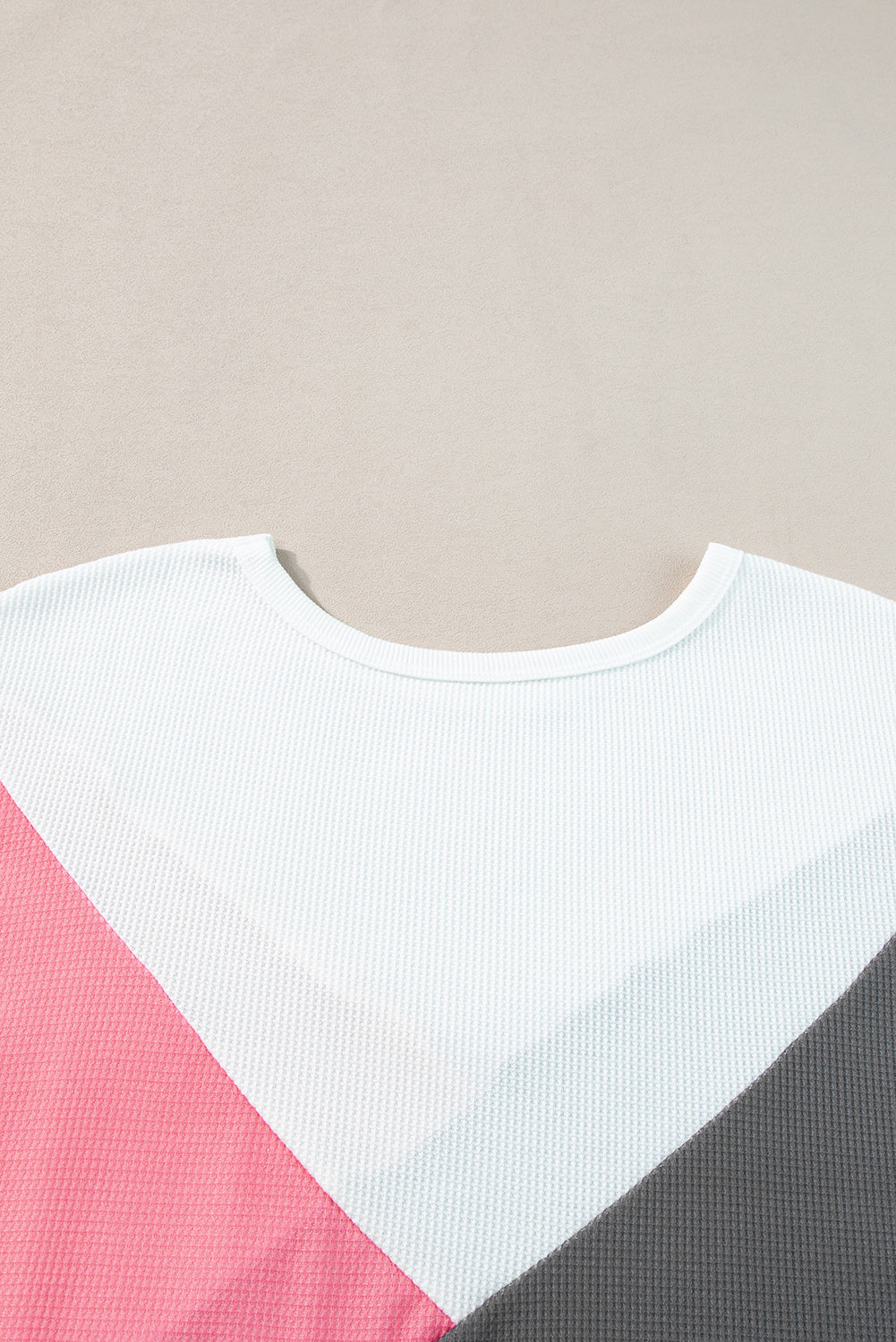 T-shirt with mid-long sleeve in embodied knitting color block pink strawberry