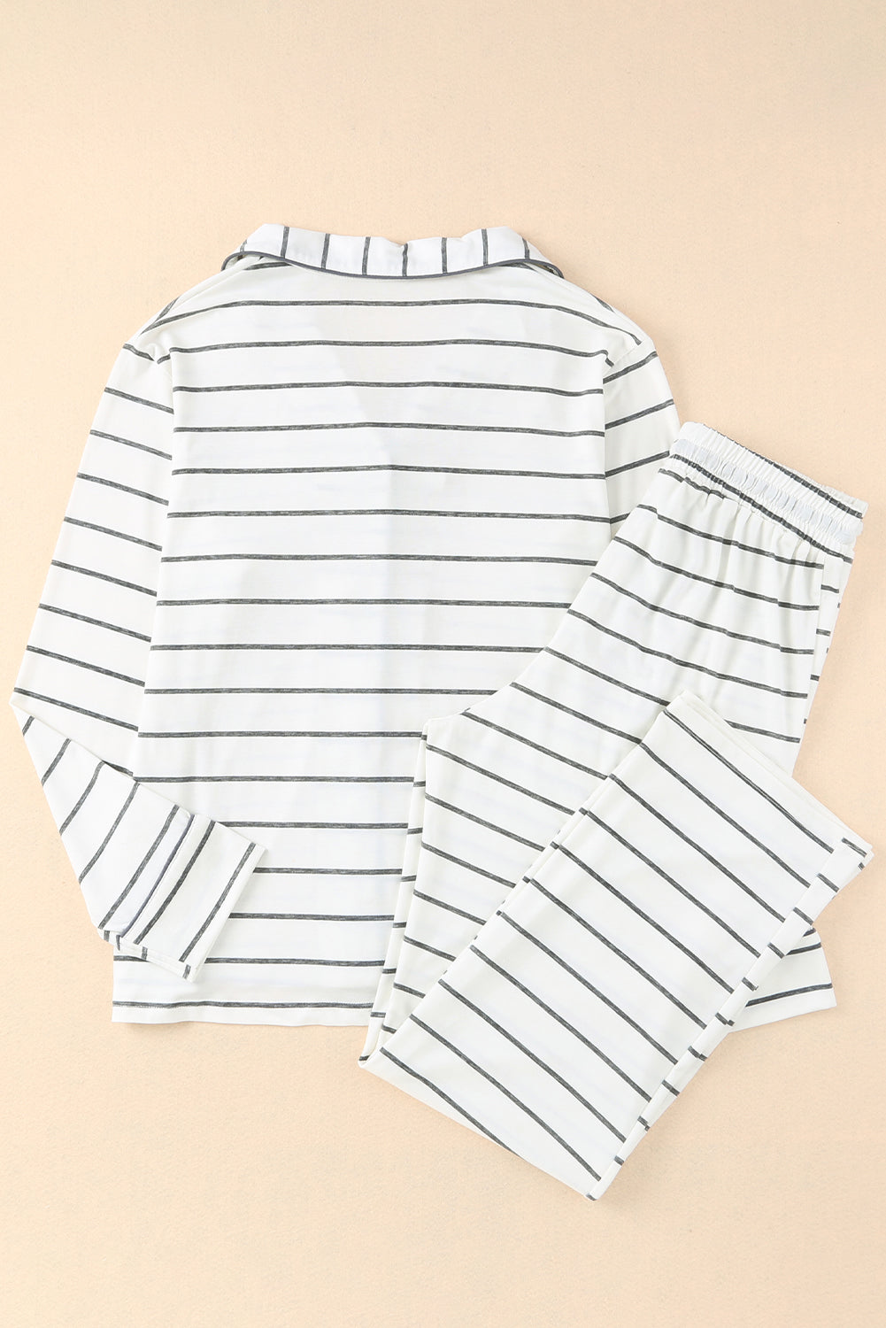 Striped Print Long Sleeve und Hosen -Pyjama -Set