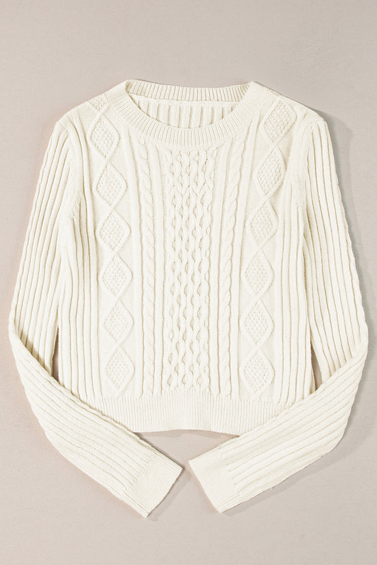 Short sweater in white twisted mesh