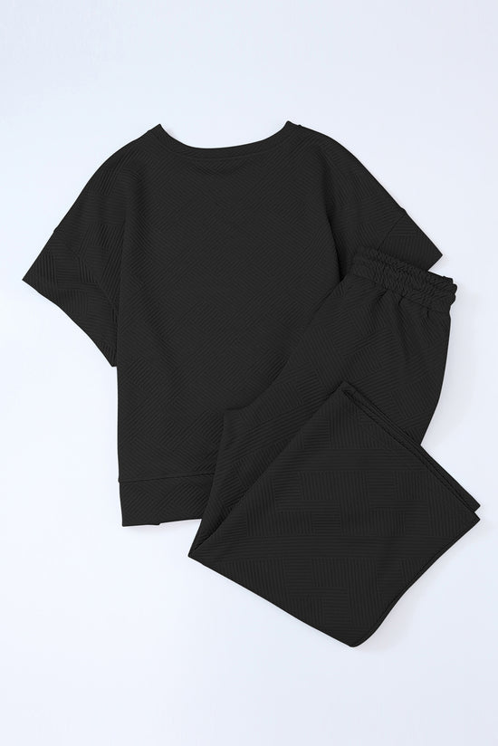 Black ample textured t-shirt *