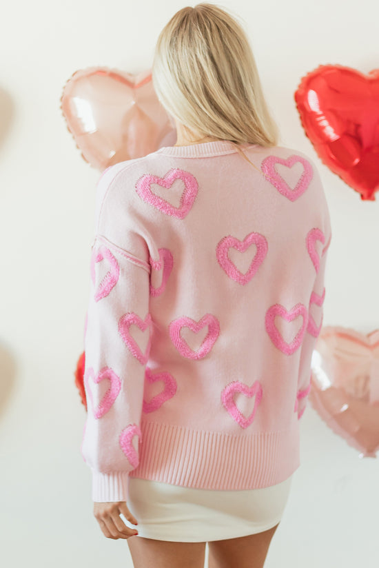 Large pink sweater with heart -shaped bubble bubbles