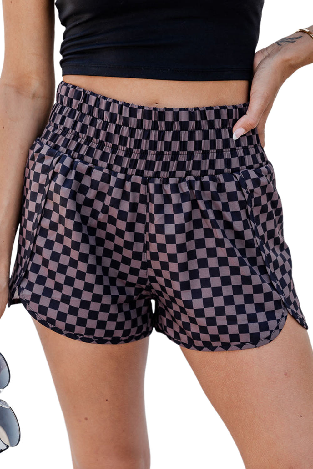 Braune Leopard High Tailled Athletic Shorts