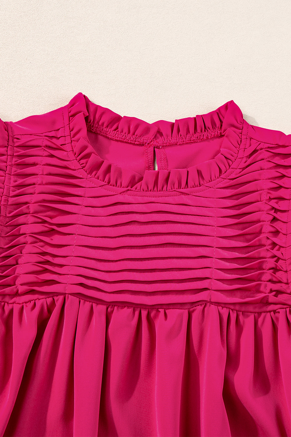 Blouse à manches volantées rouge rose-A WOMAN WE LOVE