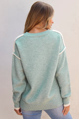 Pull à col rond Moonlight Jade color block à bords contrastés