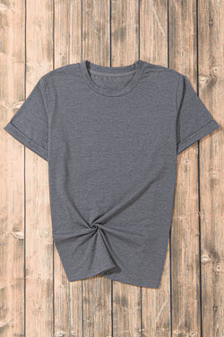 Camiseta gris de duelo con cuello redondo