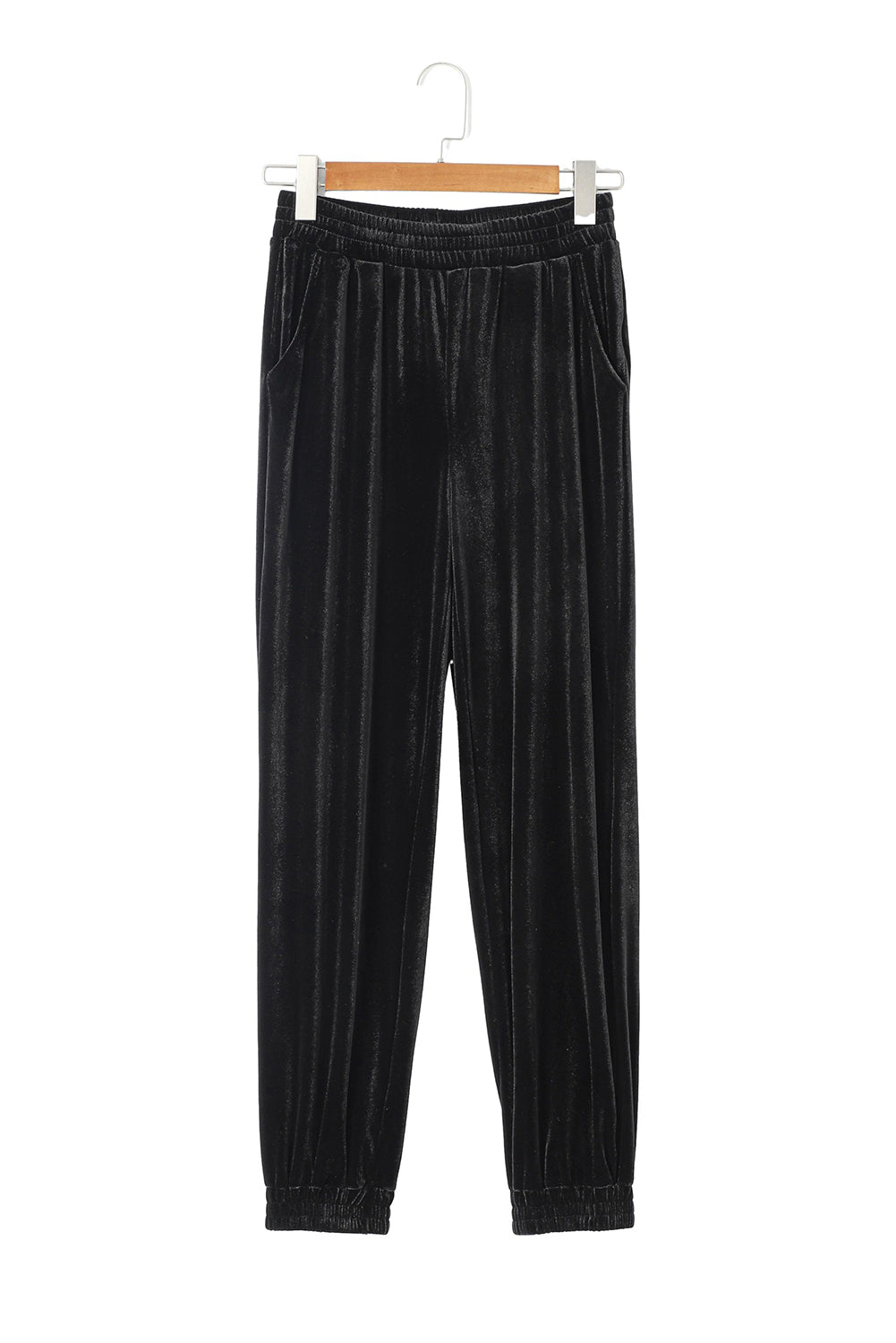 Pantalón jogger de terciopelo liso negro