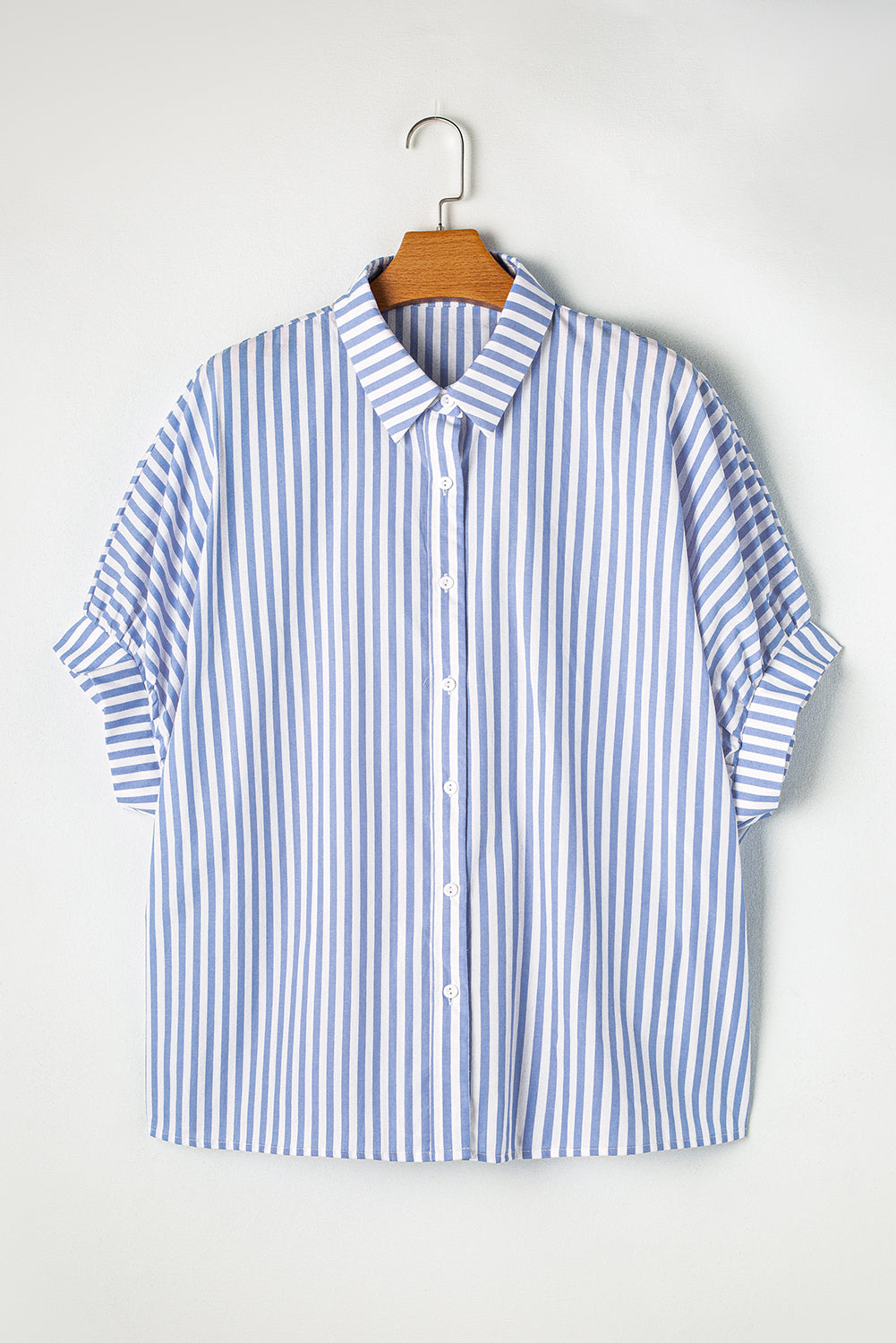 Camicia oversize a strisce blu cielo