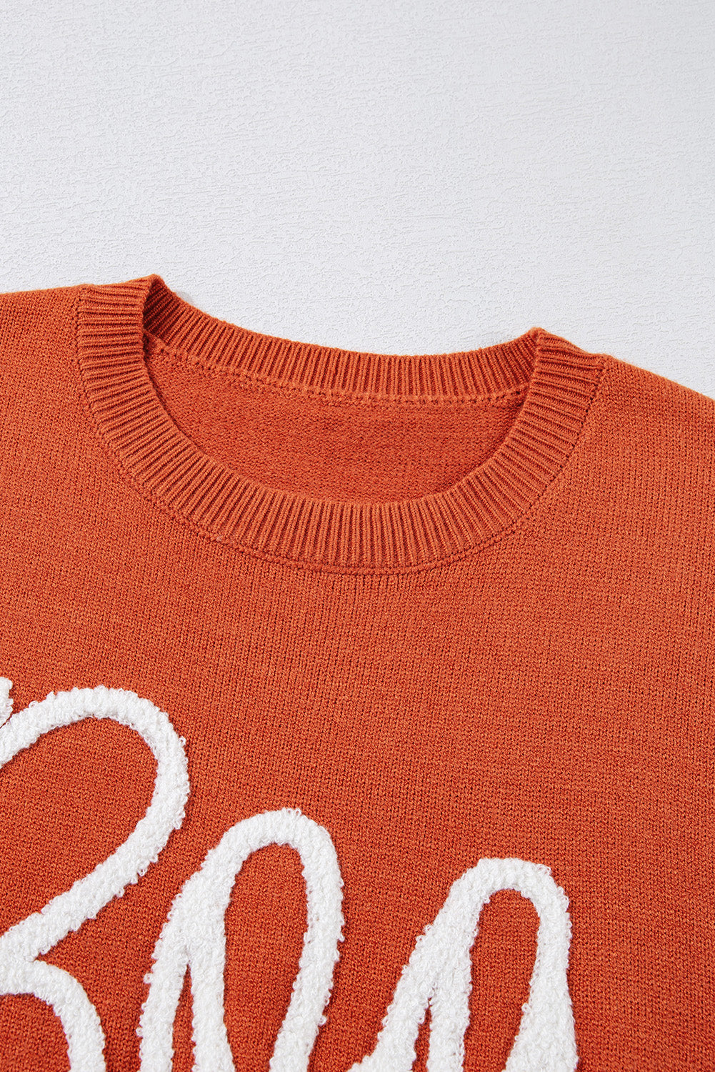 Orange Boo - Ribbed Drop Shoulder Knitted Sweater