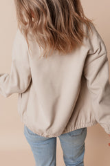 Blouson aviateur beige avec poches et col baseball-A WOMAN WE LOVE