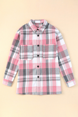 Pink tile buttoned shirt with patch pocket