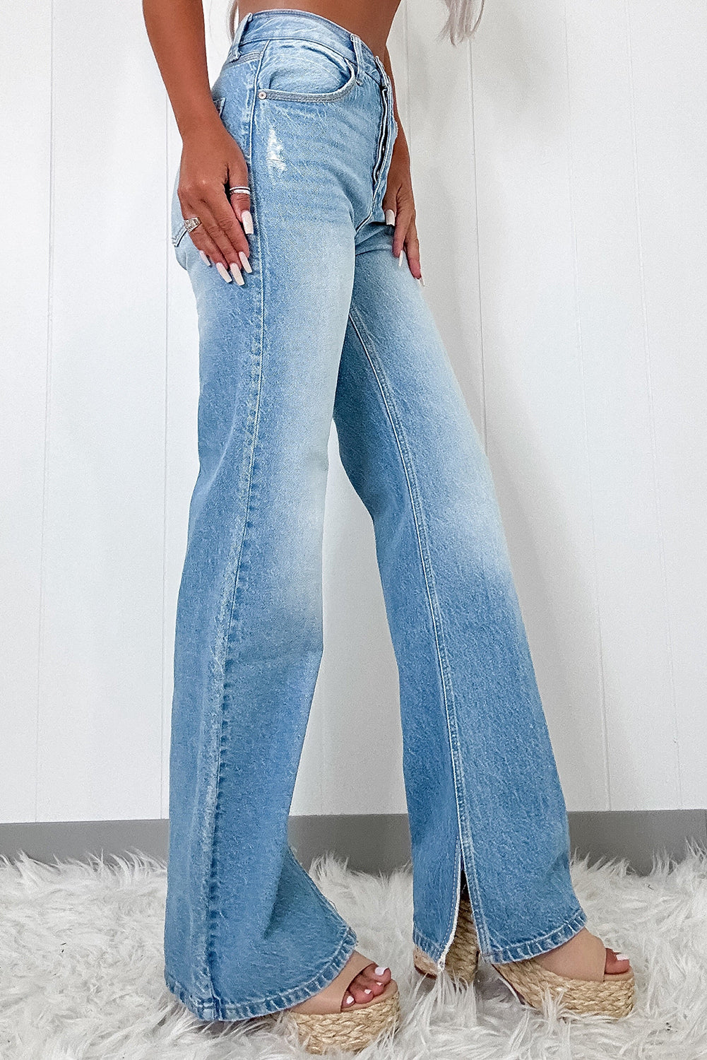 Myosotis High Rise Shift -Schaltschlitzbein gerade Jeans