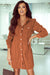 Khaki Corduroy Long Sleeve Button Down Shirt Dress