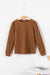 Brown puff sleeve sweatshirt with solid color quilting