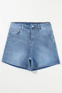 Ashleigh Rhinestone Blue Denim Shorts