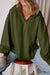 Loose-fitting half-zip hoodie with fleece-lined kangaroo pockets in moss green