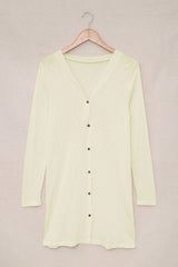 Cardigan beige à boutons ouverts de couleur unie-A WOMAN WE LOVE