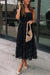 Black Sleeveless Midi Dress with Smocked Lace Bodice