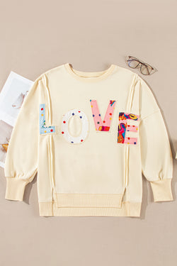 Oversize graphic sweatshirt Love Patch Apricot *