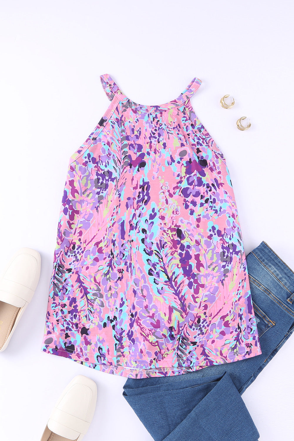 Débardeur dos nageur multicolore à imprimé floral tropical-A WOMAN WE LOVE