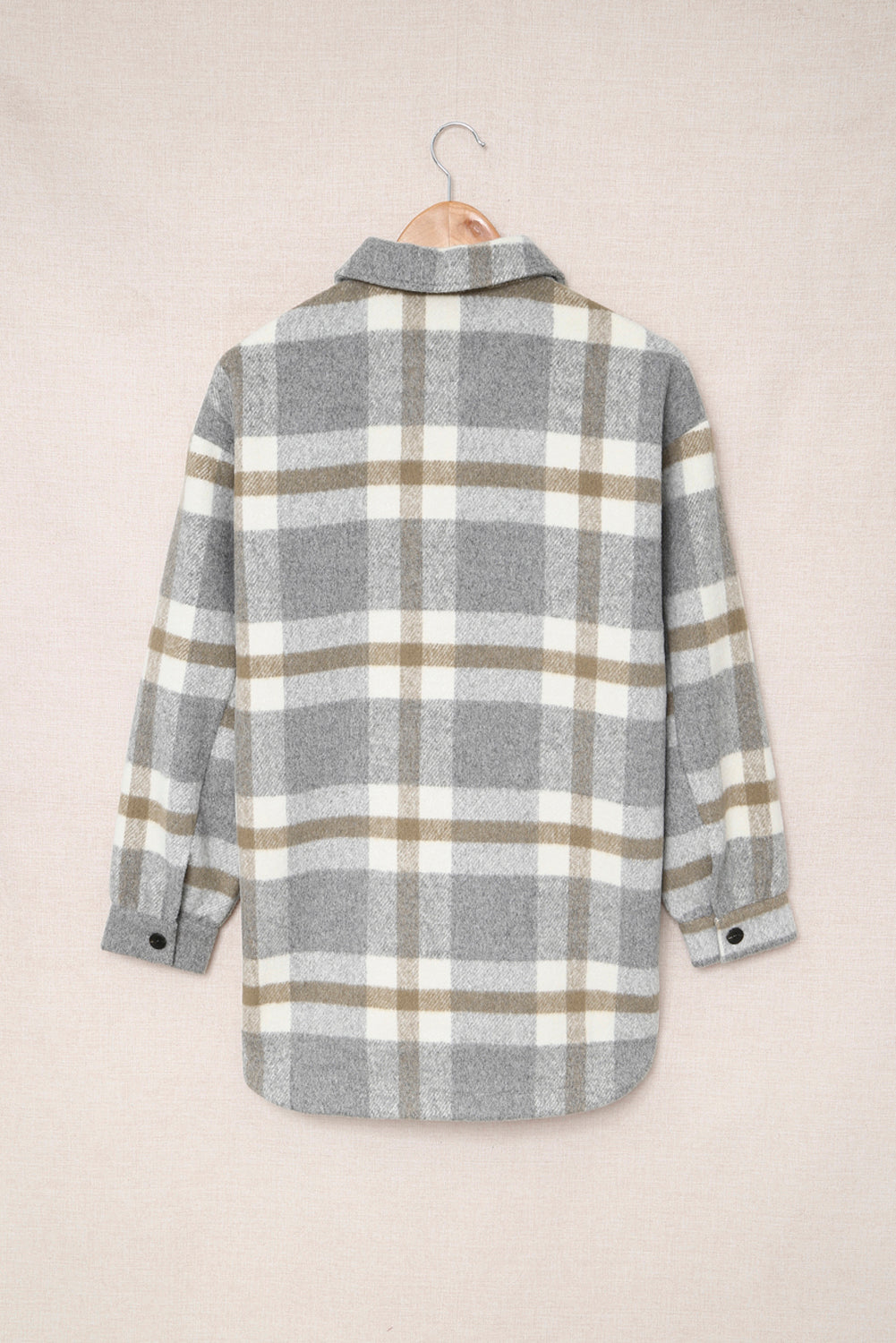 Women's jacket with pocket in brown plaid print