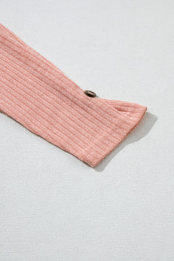 Tan Pink - Top de tejido texturizado de Henley picado