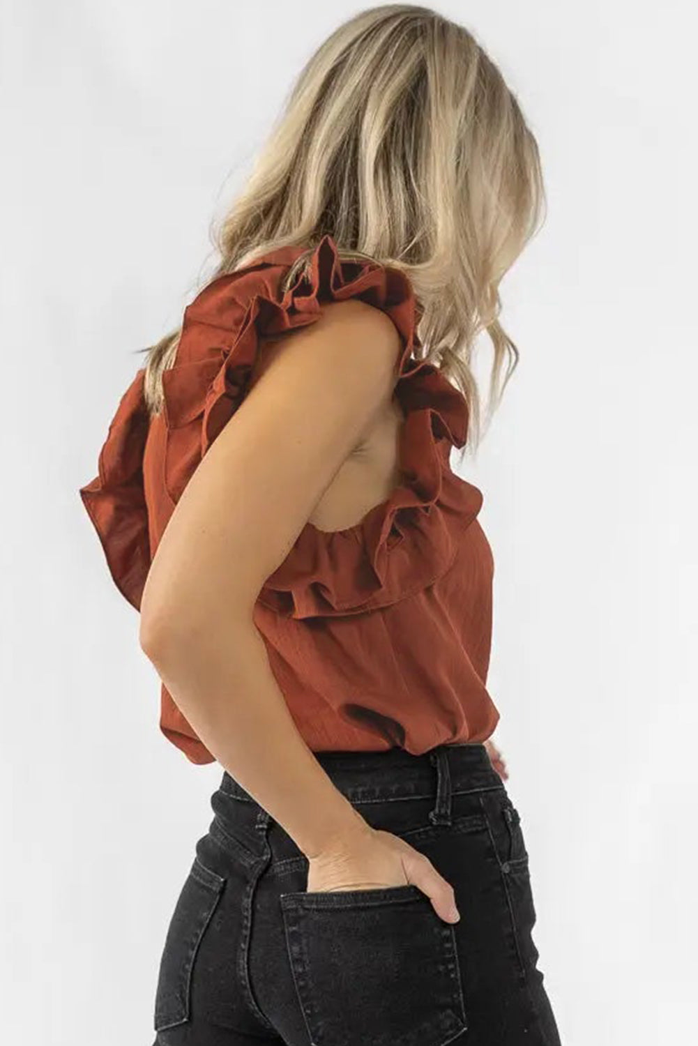 Blusa sin mangas de moldura de sándalo rojo