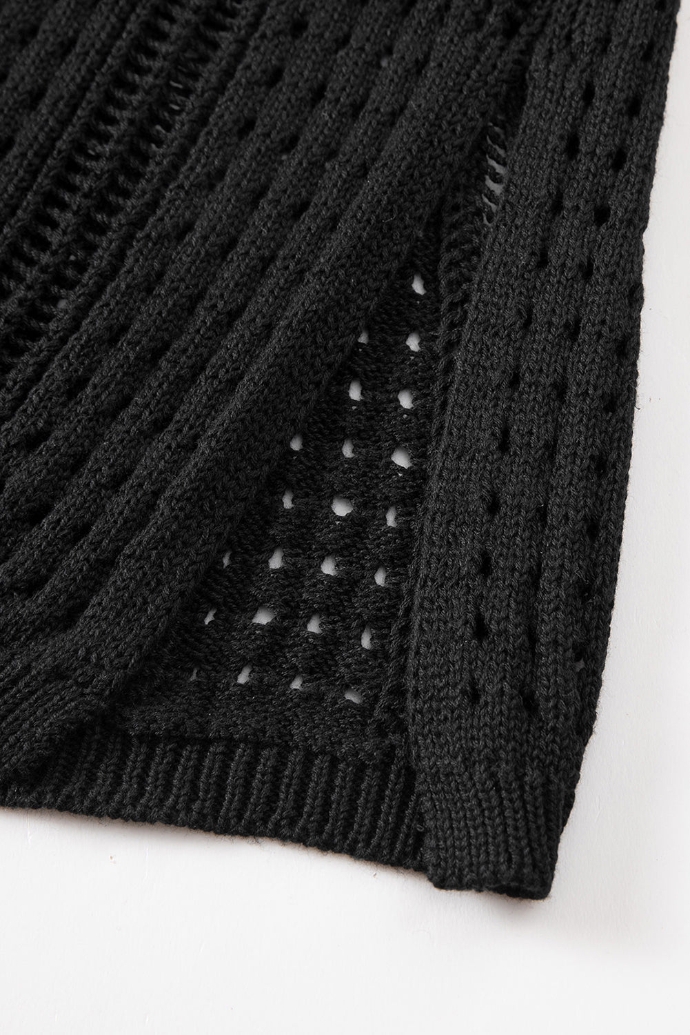 Robe de plage noire sans manches ajourée au crochet avec cordon de serrage