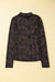 Black long sleeve mesh top with mock neck in Western Rodeo print