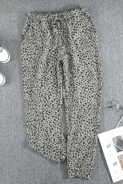 Pantalones de jogging de leopardo caqui