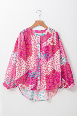 Chemise oversize boutonnée à col en V *