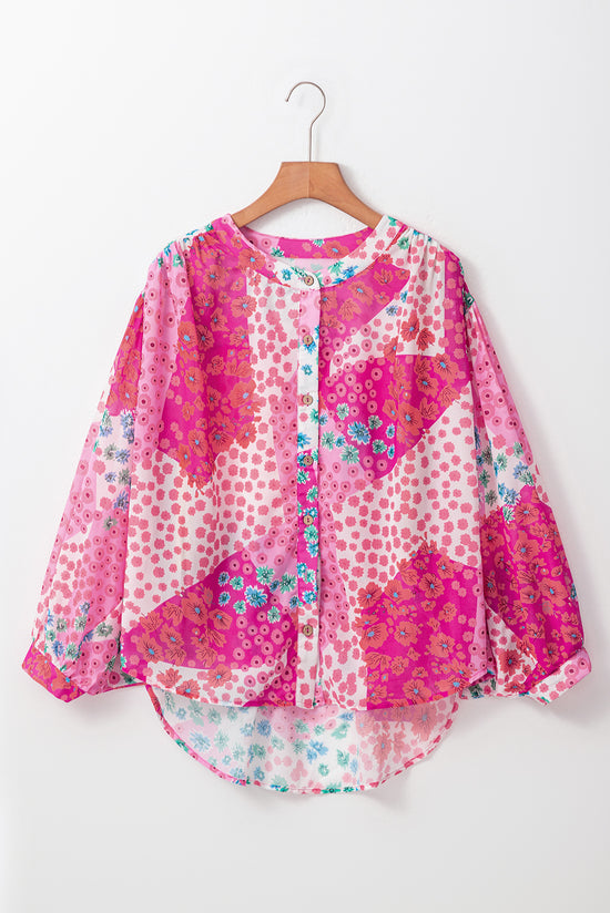 Chemise oversize boutonnée à col en V *