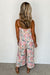 White floral spaghetti strap wide leg jumpsuit