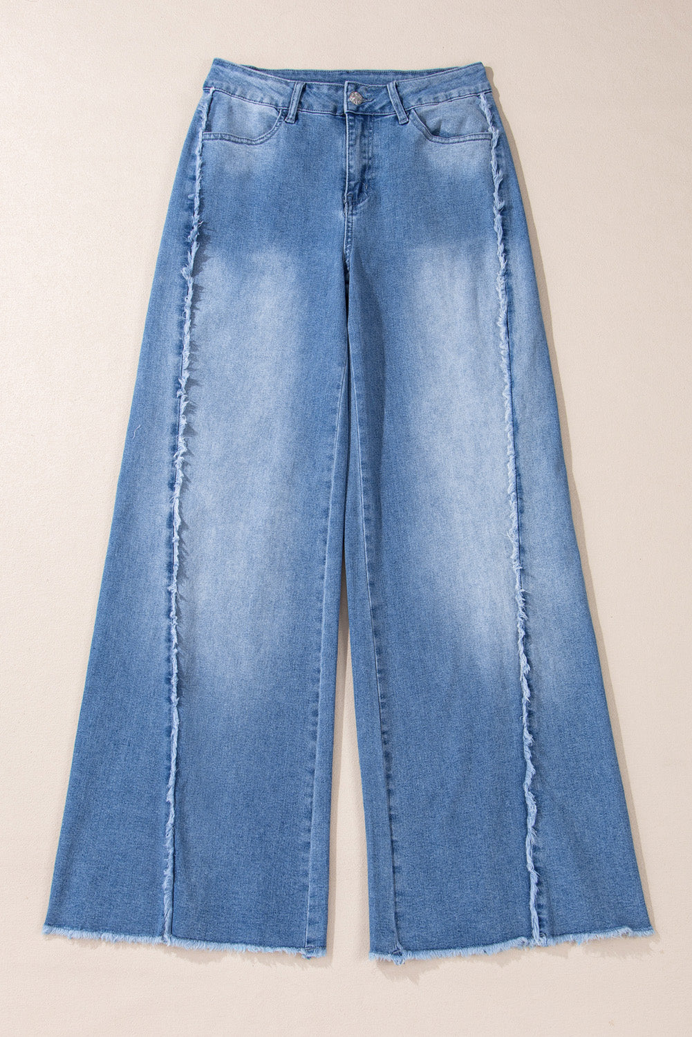 Jean évasé à ourlet brut avec coutures vintage Beau Blue