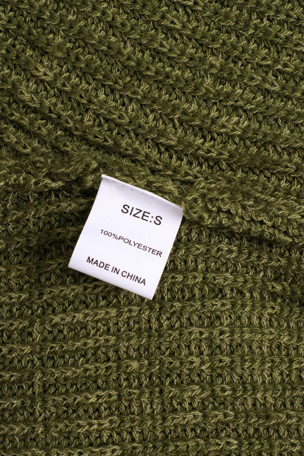 Green Zipped Turtleneck Drop Shoulder Knit Sweater