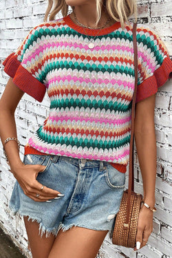 Colored textured sweater with crazy sleeves *