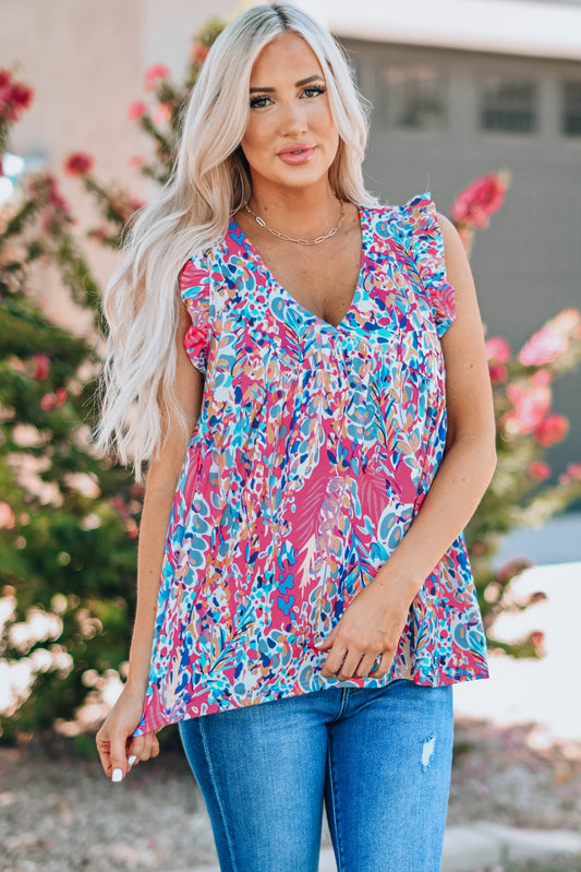 Boho -Musterabdruck Flocken gegen Nacken -Tanktop