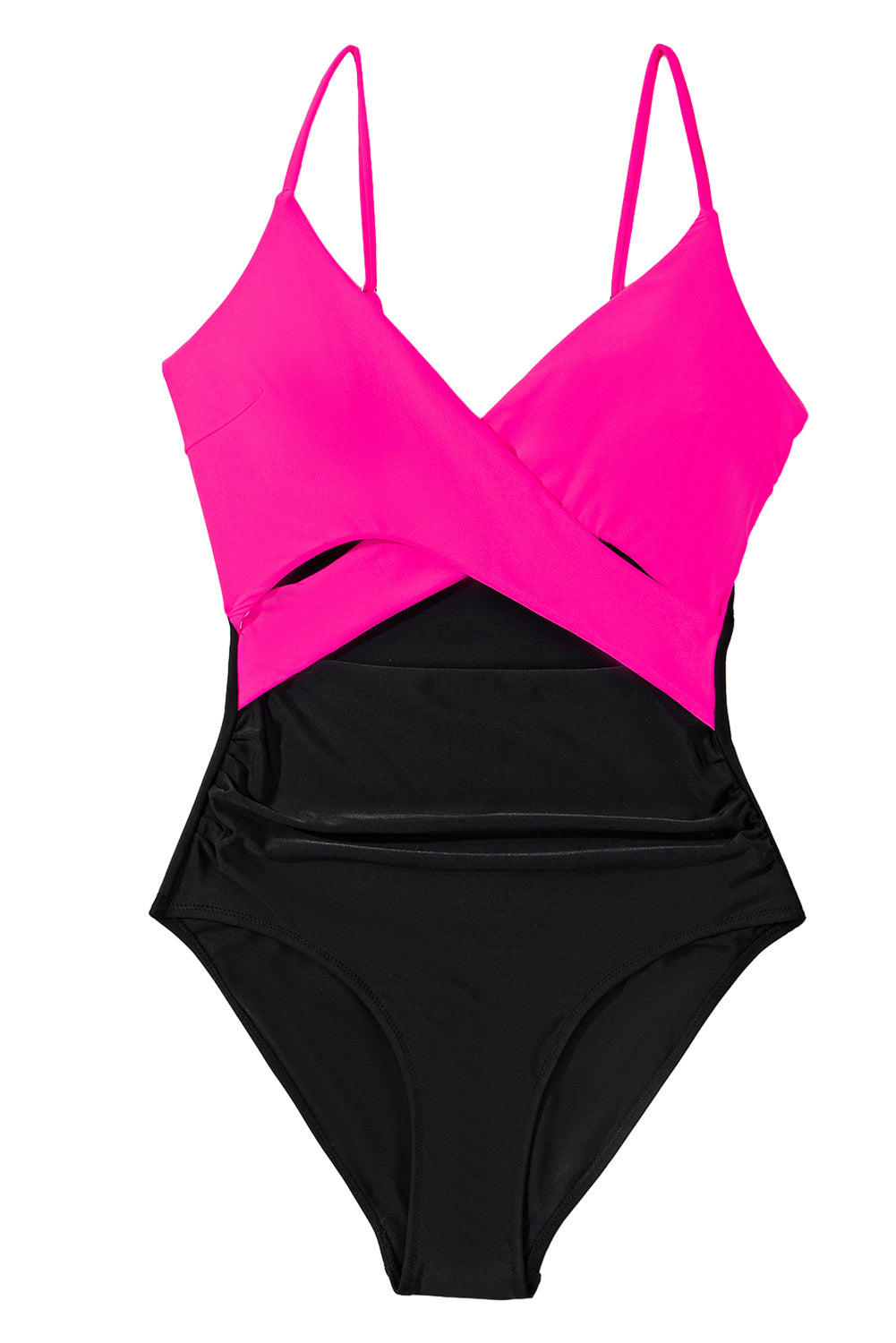 Cruci color block crossover a rosso rosa un costume da bagno