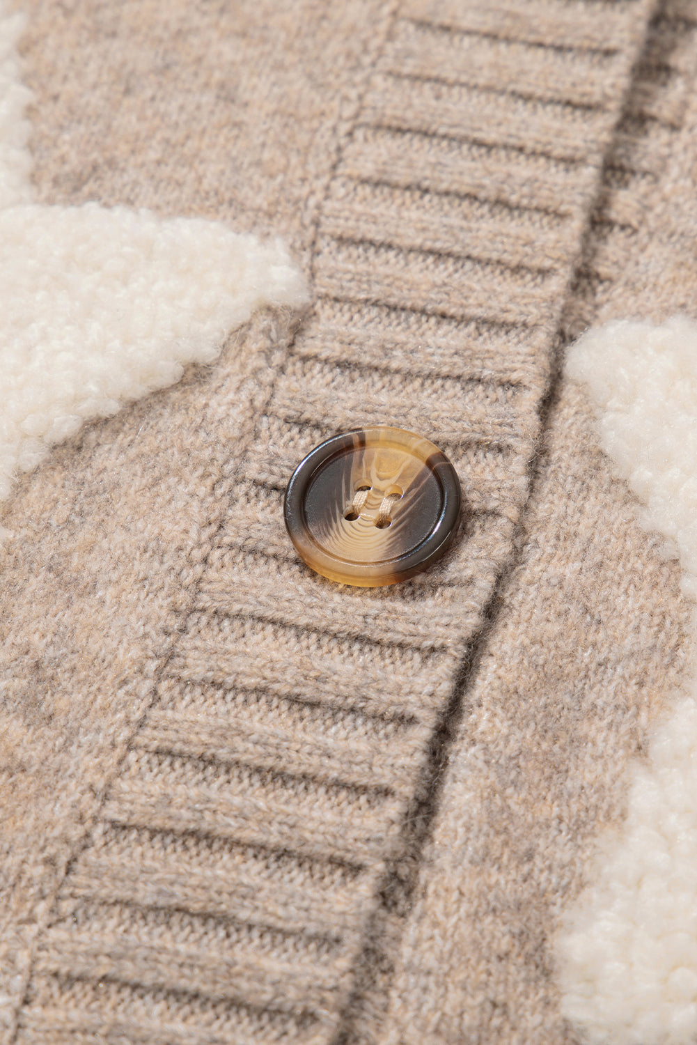 Cardigan pull texturé kaki à motif d'étoiles en sherpa avec poches-A WOMAN WE LOVE