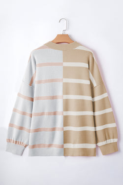 Striped khaki over-dimensional sweater *