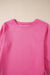 Solid Color Red Pink Textured Long Sleeve Straight Dress