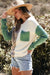 Drozing shoulder sweater and patch pockets color Block green vineyard