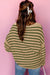 Relaxed khaki striped sweater *