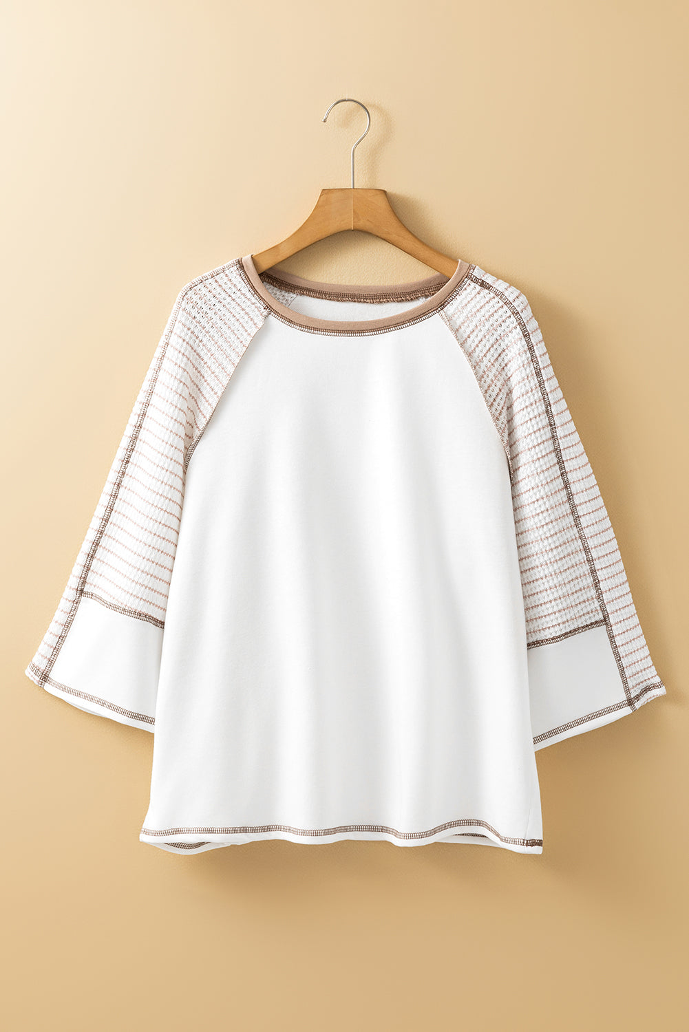 High patchwork raglan with white stripes and bracelet sleeves