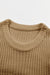 Thick and loose sweater in ribbed khaki with round neck