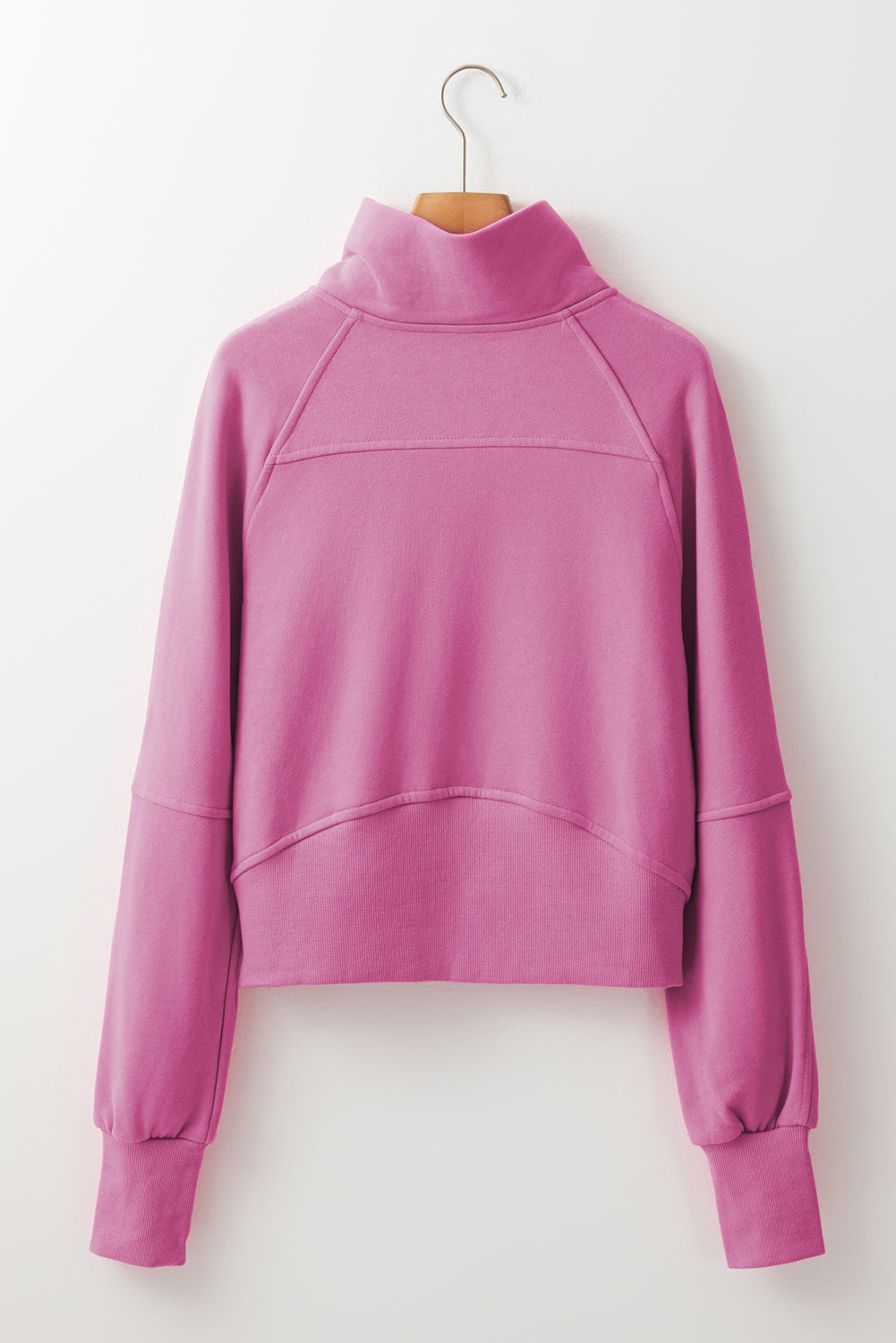 Bonbon Fleece ausgekleidetes Zip -Up -Stand Halsband Daumenloch Ärmel Sweatshirt