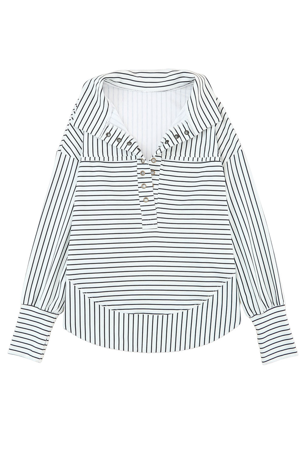 White Striped Thumbhole Drop Shoulder V Neck Top