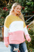 Plus Size Yellow Colorblock Bubble Sleeve Sweater